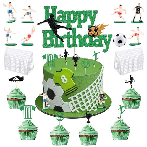 Tortendeko Fussball 23 Stück Fußball Tortendeko Set Kinder Fußball Kuchen Deko Cupcake Toppers Deko Für Männer Jungen Und Fußball Fans
