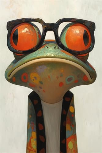 Malen Nach Zahlen Erwachsene Frosch Malen Nach Zahlen Tier Paint by Numbers Anfänger kinder,DIY Handgemalt Ölgemälde Leinwand Kits mit Pinseln Acrylfarben Bastelset,Home Deko,Frauen Geschenk 40x50cm