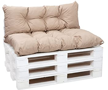 Setgarden® Palettenkissen-Set, Kissen für Gartenmöbel aus Paletten, Outdoor Rücken und Sitzkissen, Gartensitzkissen viele Farben und Größen (Beige, Set 120x60 sitzkissen + 120x40 rückenkissen)