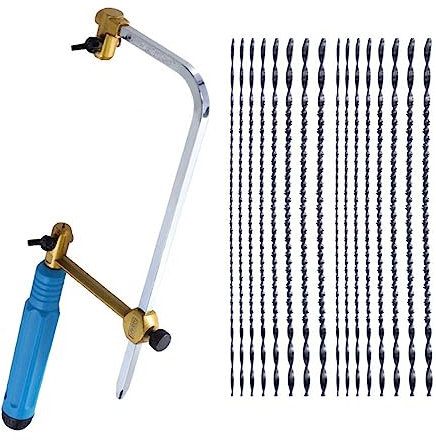 Hojas De Sierra De Marquetería Con Dientes En Espi Sierra de calar en forma de U, marco ajustable, joyería de arco de sierra, herramientas manuales de bricolaje for artesanía en madera con 8 Uds./16 U