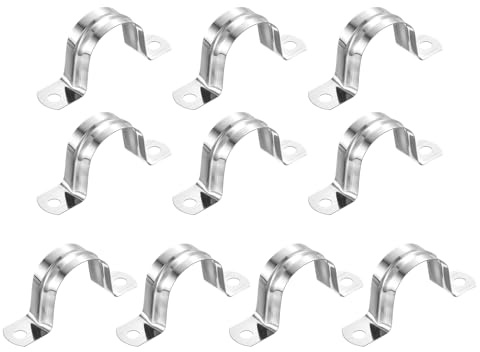 sourcing map 18Pcs Rigid Pipe Straps, 32mm(1.26) 201 Stainless Steel 2 Hole U-Shaped Bracket Tube Hanger Pipe Clamps for Fixing Pipe Cable