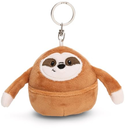 NICI Chill Perezoso 8cm-marrón-Compañero de Felpa para Mochila o Bolso, Colgante de Peluche con Anillo de Metal para Llavero y portallaves | 61758, Color