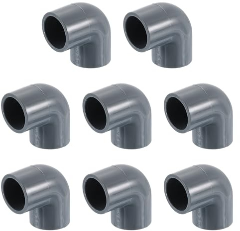 QUARKZMAN 1/2 Codo de 90 grados, 8 Piezas de Conexiones de Tubería de PVC Codo de Ángulo Recto de 2 Vías Adaptador de Salida Lateral Acoplamiento Conectores de PVC, Gris