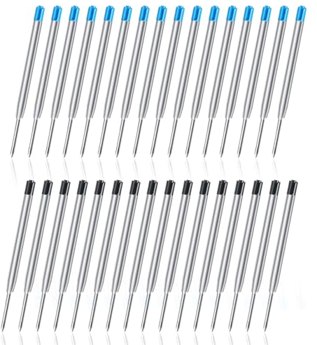 30 Stück Kugelschreiberminen Set, 1,0 Mm, Schwarz/Blau, G2-Format | Robuste Metallspitze Für Gleichmäßigen Tintenfluss Und Sauberes Schreiben, Ideal Für Büro, Schule Und Den Alltag