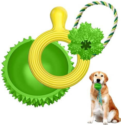 Juguete Interactivo para Perros, Juguetes de Frisbee para Perros, Pelotas Perro Dispensador de Comida para Razas Grandes y Medianas (Verde)