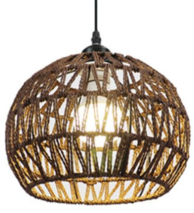 YGZPALH Lámpara Colgante De Bola De Ratán Japonés Cuerdas De Cáñamo Luces Colgantes Sombra Marrón Lámpara Colgante De Cesta De Campo Para Bar Cafetería Colgante De Luces De Barra De Desayuno De Cocina