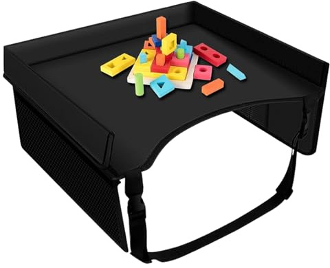 Generisch Kindertisch Für Unterwegs - Reise Tisch Für Lange Fahrten Kinder Autositz Mit Taschen | Verstellbare Träger Faltbar Schoßtisch Organizer Für Kinder