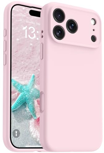 OTOFLY Magnetic for iPhone 17 Pro Case,Compatible with Magsafe,Classic Liquid Silicone Mobile Phone Case,Integrated Camera Control Button,Anti-Scratch Microfiber Lining,Chalk Pink