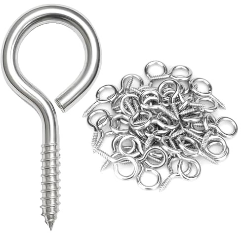 sukevitor 30 Pcs Eye Hooks Screw, 50 mm (2 inch) Heavy Duty Zinc Plated Steel Screw in Eyes, Eyelet Screws Rust and Corrosion Resistant, Safe for Indoor and Outdoor Use