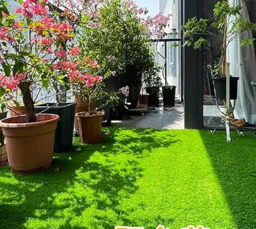 ZGHQHCDRH Kunstrasenmatte, 20 mm dick, natürlich und realistisch aussehender Kunstrasen, Astro-Turf-Teppich für drinnen und draußen, 1,5 x 4 m Breite, günstiger Ersatzrasen