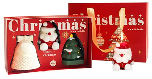 EIHI Set regalo di candele profumate natalizie, tra cui campane, babbo natale, albero di natale e sacchetto, mix di cera di miscela di soia, regalo di candele profumate candle