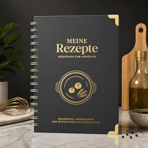 BIROYAL Rezeptbuch zum Selberschreiben A5, 120g Papier, Spiralbindung | Eigenes Kochbuch mit Umrechnungstabelle & Inhaltsverzeichnis, Platz für 100 Rezepte, Doppelseite pro Rezept, für Hobbyköche