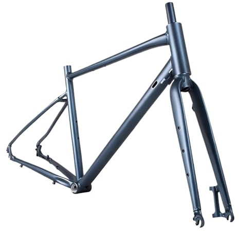Générique Cadre de vélo 700C en Alliage d'aluminium avec Freins à Disque, for vélos Tout-Terrain et Gravel, Fourche VTT 700x23/25/28/35/38C, Tube Selle 470 mm ou 520(Matte Blue 470mm)