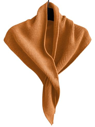 ORUIVO Women's Short Triangular Scarf - Convertible to Shawl with Thread - through Buckle (Pumpkin Orange, One Size)