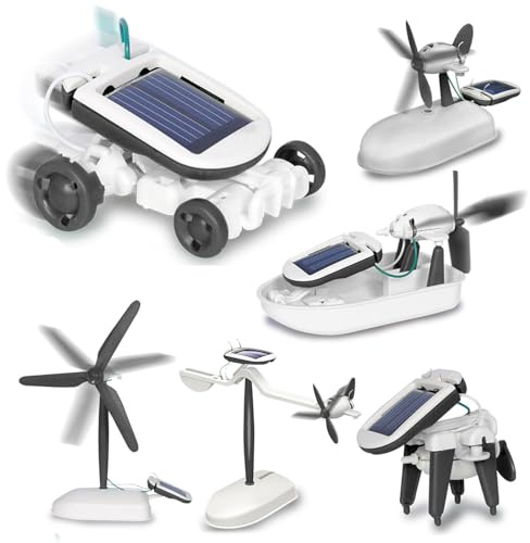JAMARA 400185 Solar Kit 6in1 Geschenke ab 10 Jahre für Kids, Spielzeug Roboter, Solar Spiel Technik Toys, 6 mögliche Modell, Fahren, Schwimmen, Drehen, Strom aus Sonnenenergie