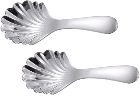 EXAOMBLE Cucharillas de Acero Inoxidable 304 Gruesas en Forma de Concha, Set de 2 Piezas, Cucharas para Café, Postre y Té, Aptas para Eventos, Catering y Uso Doméstico