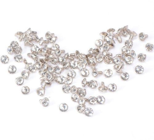 ULTNICE Metallnieten 100 StüCk 7 Mm WeißEr Strassstein 7 X 5 Mm | Kleidung Dekorieren, Jeans Und Taschen, Installieren Und Zu Verwenden