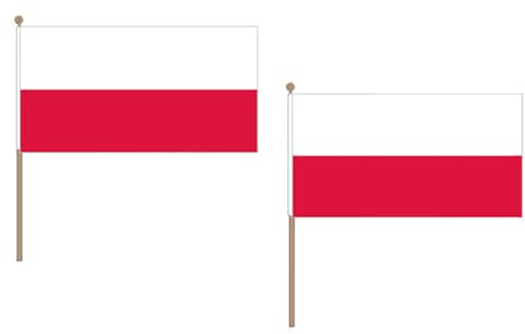 Drapeau Pologne 45x30cm HAMPE en bois - LOT DE 10 Drapeaux polonais 30 x 45 cm - AZ FLAG