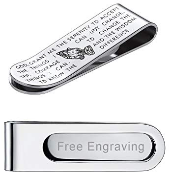 FaithHeart Edelstahl Money Clip ** with Free Personalisation ** Gravur graviert, Personalisierte Geschenk Herren