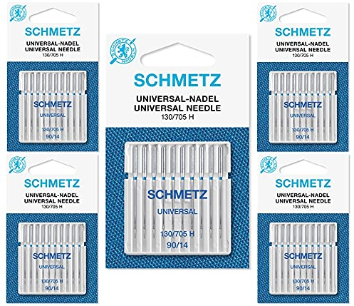 Schmetz Nähmaschinennadeln - Nähnadeln Universell (Universal/Regulär), Größe: 90/14 - Packungen mit 10 Stück - 5 Pakete zum Preis von 4 - Mengenrabatt für Riesensparnis - bis zu 30 Nadeln GRATIS!