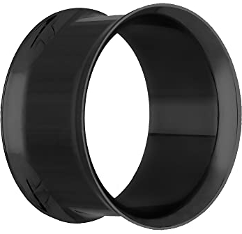 Treuheld® 10mm Titan Flesh Tunnel in Schwarz - dünn - Double Flared Ohrtunnel - Dünner Rand - hautfreundlich & antiallergen