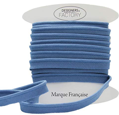 Cotton flanged Insert Piping Cord - Available in Several Colours and Two Sizes - Flanged Piping Cord for Cushions (Indigo Blue, By 10 Meters)