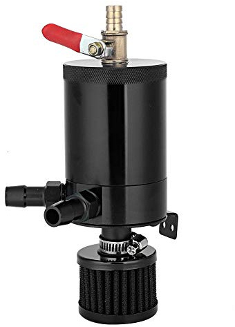Aramox Serbatoio dell'Olio per Auto Universale in Lega di Alluminio con Kit di Accessori a 2 Porte - Nastro Nero, Blu, Rosso (Nero)