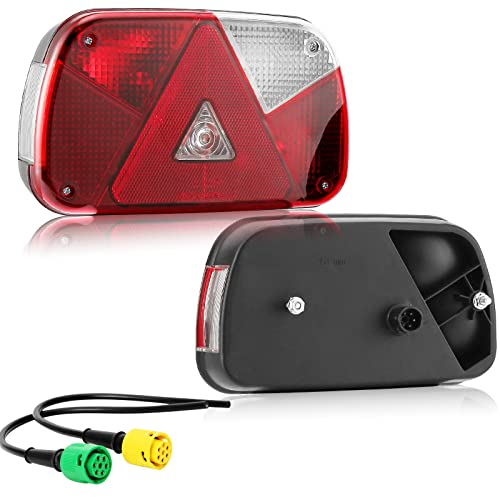 DARKGUARD Halogenlampen Rückleuchten Anhänger Satz 12V, 2pcs Rücklicht Heckleuchten Anhänger mit Nebelscheinwerfer Rückfahrscheinwerfer 6poliger Bajonettverbindung 30cm, 7Funktion, E11 Wasserdicht