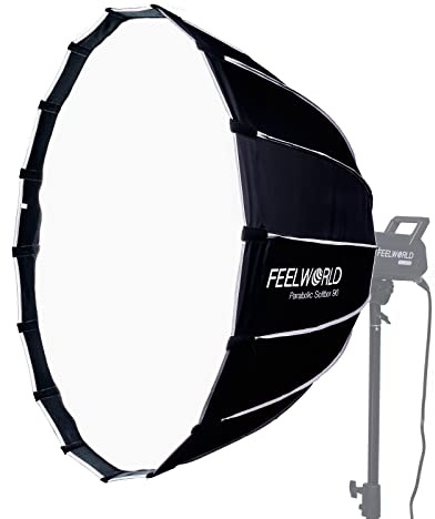 FEELWORLD FSP90 90cm Parabol Softbox, LED Licht Studio Fotostudio Set Zubehör, Bowens Halterung, mit Diffusionstuch, Wabengitter, Tragetasche, für Portrait Produkt YouTube Tiktok Video Fotografie