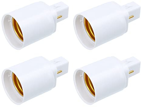 UKCOCO Adattatore Portalampada G24D a E27 2 Pin Convertitore Base Lampada in Pbt Robusto Facile Da Installare Per Lampadine Led Alogene E Filamento 2.56X1.38X1.38 Pollici Set Da 4