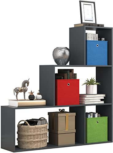 VCM Holz Stand Treppenregal Stufenregal Standregal Raumteiler Bücherregal Dubila M