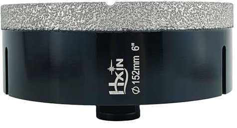 HXIN Brazed Diamond core Drill bit with 5/8-11 Diamond Hole Saw for Dry or Wet Drill on Hard Porcelain Ceramic Tile Granite Marble Masonry Used on Universal Angle Grinder 152mm (6)