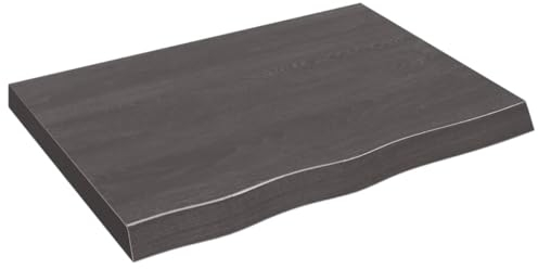 vidaXL Dessus de Table Marron foncé Bois chêne Massif traité