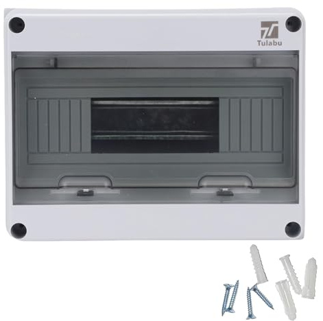 Tulabu Boîte de Disjoncteur 12 Circuits Ip66 PC/ABS Alliage Plastique Boîte de Protection de Distribution Couvercle Transparent Boîte de Distribution Avec Support Mural de Rail DIN
