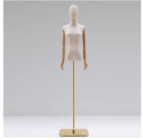 ZBJDX Weiblicher Schaufensterpuppen Torso, Kleidungsdisplay ModellköRperstäNder Mit Kopf, Holzarmen Und Metallsockel, Perfekt FüR Kleidungsdisplays Und Festliches Cosplay