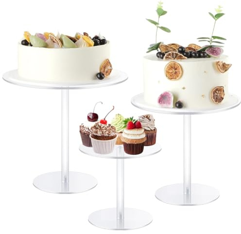 Veciado Acrylic Cake Stand Clear Round Tall Cake Stand for Dessert Table Display for Wedding, Event, Birthday Party