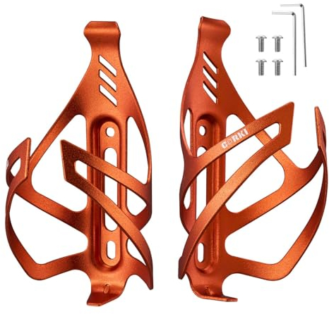 Corki Cycles Fahrrad Flaschenhalter aus Aluminium- Leicht Universal Fahrrad Getränkehalter für Rennrad, MTB, Gravel Bike und E-Bike, Orange, 2Pack Set