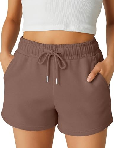 ROSS CAMP Kurze Hose Damen – Shorts Damen Sommer, Kurze Sporthose Laufshorts, Trainingshose Women Hosen Kurz Laufhose (Taupe, L)