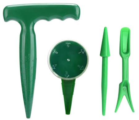wowoda 4 Pack Garden Hand Planter Seeder Tool Adjustable Plant Sow Traditional Sets, Sowing Seeds Dispenser, Seedlings Dibber and Widger