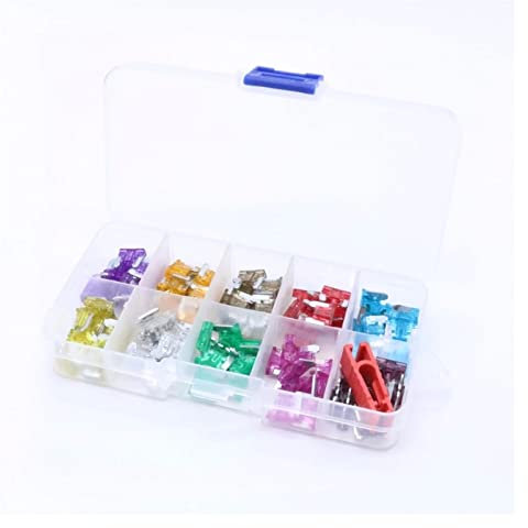 100-teiliges Profil-Mini-Blatt-Autosicherungs-Sortiment-Set for Auto-Autos, LKW, 2/3/5/7,5/10/15/20/25/30/35A Sicherung mit Box Ersatzsicherung