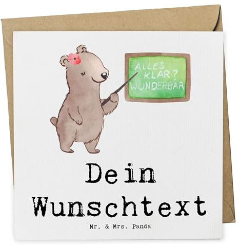 Mr. & Mrs. Panda Personalisierte Deluxe Karte Deutschlehrerin Herz - Geschenke, Deutschunterricht, Grußn personalisiert, Geschenk
