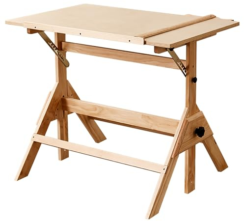ZXDRYBHD Zeichenbrett, Zeichentisch für Künstler, Staffelei Tisch, Architektentisch, Vergrößernde Tischplatte, zum Malen, Schreiben, Lesen(Color:Natural)