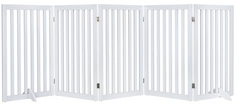 unipaws 81 cm H fristående husdjursgrind, höga hundgrindar i trä för dörröppning, vikbart husdjursstaket för huset, expanderbart hundbarriär, inomhusbruk, vit