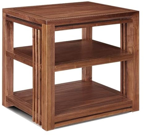 LYXWGRZD 4/3/2/1-stufiger Audio Rack HiFi Regal, HiFi Rack aus Massivholz, Multifunktions-Phonoschrank, Record Player Stand mit offenem Stauraum, for Verstärker/Player/TV-Zubehör(63cm/24.8in)
