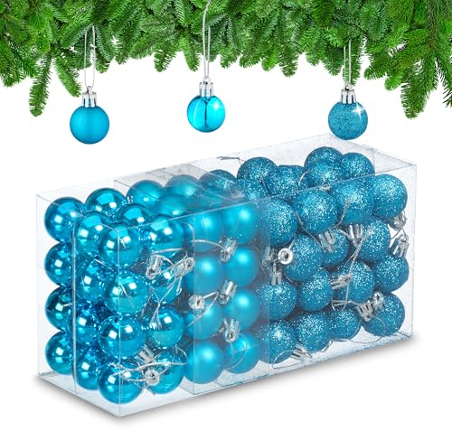 Relaxdays Weihnachtskugeln 96er Set, glitzernde, Matte & glänzende Baumkugeln, Weihnachtsbaumdeko, Kunststoff, Farbwahl
