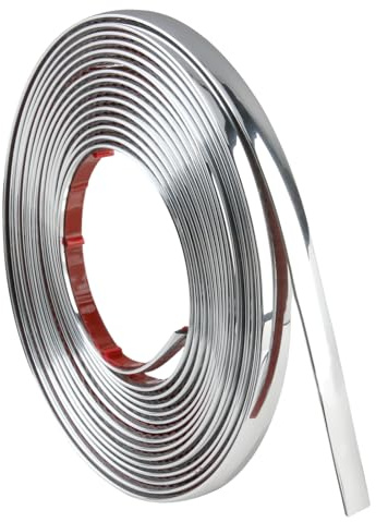 5m x 8mm Wall Molding Trim Silver Edging Self Adhesive Moulding Strip | Metal-Like Electroplated Bright Silver Tape for Ceiling Walls Paneling Mirror-Like Finish Design Peel and Stick