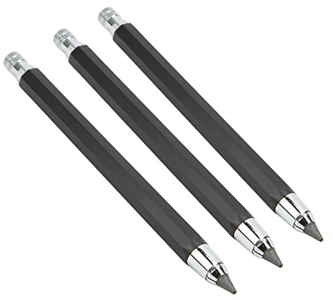 TOPINCN Zimmermannsbleistift-Set, 3 Stück, 5,6 mm Mechanischer Graphitstift mit Spitzer, Schwarz, für Holzbearbeitung und Markierung