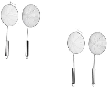 Cabilock 2 Juegos Colador De Acero Inoxidable Cucharas De Plata Embudo Cesta De Drenaje Multifuncional Colador De Utensilios Espumadera De Alambre Profesional De 2 piezas * 2