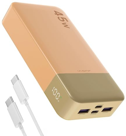 JUOVI Power Bank 45W 20000mAh Bärbar Laddare | PD QC Snabbladdning med 4 USB-portar (2C 2A), LED-display Externt Batteripaket för iPad Tablet Switch iPhone Samsung etc.