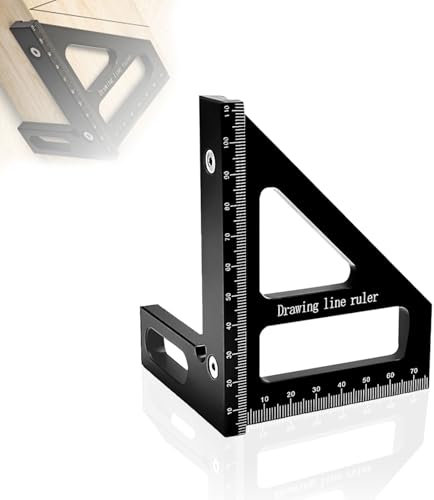 Xiciki 3D Multi Angle Measuring Ruler Carpenters Square 45/90 Degree Aluminum Alloy Miter Triangle Ruler High Precision Layou Layout Tool, Angle Measurement Tool for Engineer Carpenter (Black)